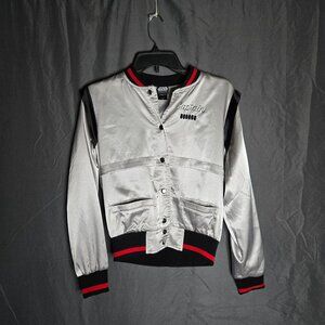 Her Universe Star Wars Bomber Jacket Womens Large XS Captain Phasma Satin Silver